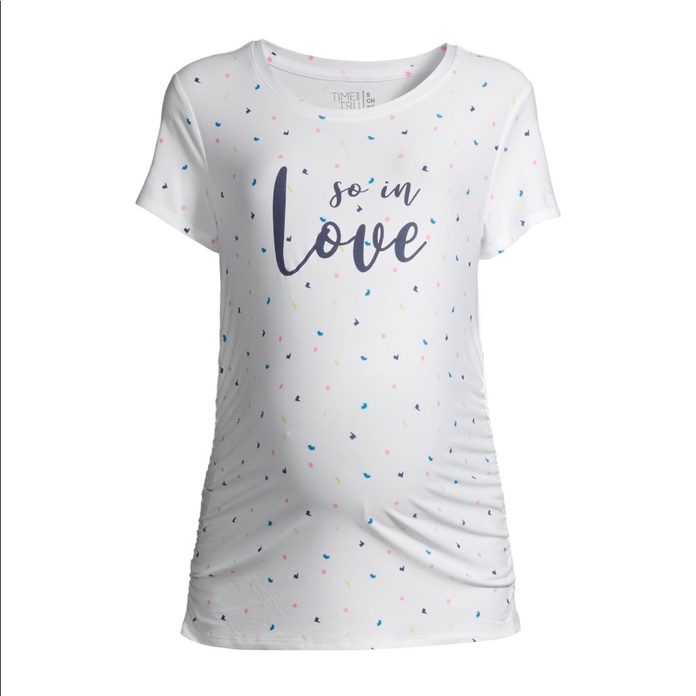 Time and Tru “So In Love” Maternity Short Sleeve Heart print T-Shirt-S